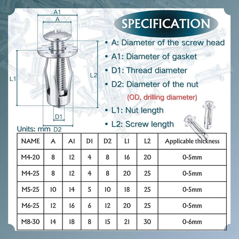 50 Pcs Petal Nuts, Expansion Screw Jack Nut, Carbon Steel Rustproof Corrosion-Resistant Rivet Nuts for Securing Plate