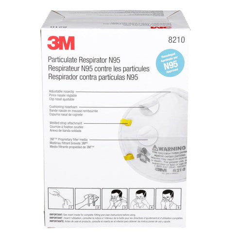 3M 8210 N95, Pack 20 Particulate Respirator, of Disposable Respirator, NIOSH APPROVED, Two-Strap Cup Style Design