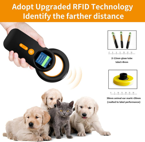 Bluetooth Pet Microchip Reader, Alacrity 3-in-1 Animal Universal Microchip Tag Reader Scanner with 1.44” TFT Screen