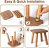 Clucycia 9inch Wooden Step Stool Small Solid Wood Plant Stand Non-Slip Footstool Chair for Adults and Kids Portable