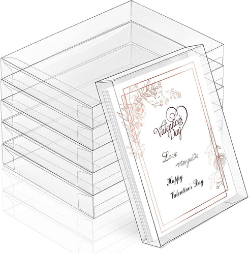 Sintuff 100 Pcs Clear Box for Greeting Cards - 5.39 x 7.36 x 1 Inches Plastic Storage for Photos