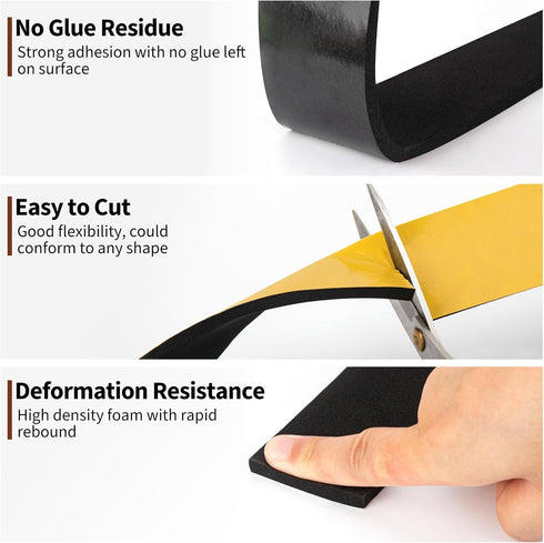 Yotache Neoprene Weather Stripping, Self Adhesive Foam Rubber Seal Strip Tape for Door and Window, 16 Ft Length
