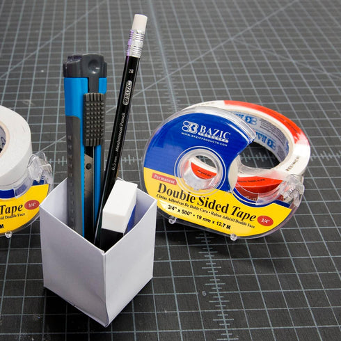 BAZIC 3/4" X 500" Double Sided Permanent Tape with Dispenser