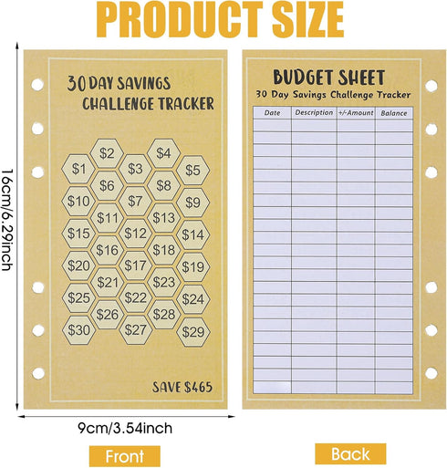 Matwsec 48 100 6 A6 Sheets Envelopes Money Saving Challenge Binder Trackers, Ring Binder Savings Challenge Trackers