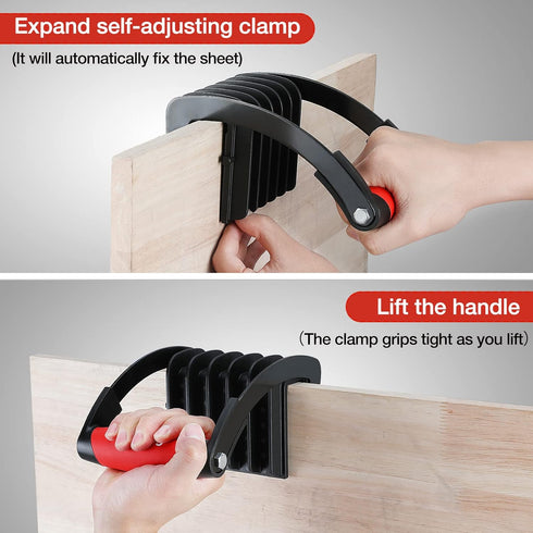 Goldblatt 2 Pack Panel Carrier, Plywood Lifting Tool for Wood, Synthetic Cement Board - Clamping Thickness up to 3/4"