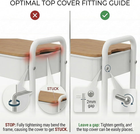 Rcemlip 3 Tier Rolling Cart with Wood Table Top, White Bedside Cart on Lockable Wheels, Metal Utility Storage Organizer