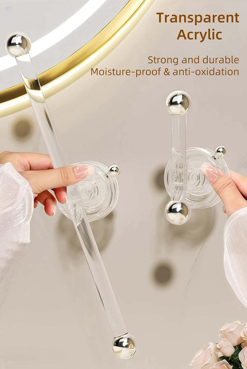 Ceramoon Set of Transparent Suction Cup Washcloth Bar & Suction Cup Hanger Hook Removable Reusable Suction Cup Rack