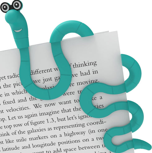 Clip Bookmarks for Kids, Wally The Bookworm Cute Bookmark and Page Holder, Unique Gift Idea for Book Lovers (Turquoise)
