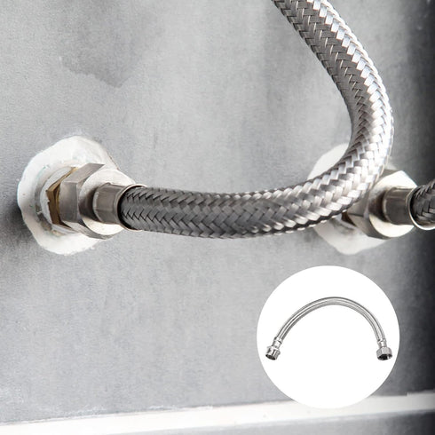 Faucet Supply Line Connector (400mm/16") 2Pcs, 304 Stainless Steel Water Supply Hose Connector.