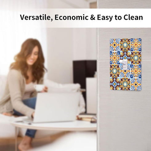 Mexican Talavera Tiles Single Toggle Light Switch Plate Cover: Decorative Wall Plate for Home, Bedroom, Kitchen,