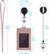 Wisdompro Retractable Badge Holder with Lanyard, Double Sided PU Leather ID Card Holder, Rose Gold