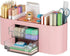 Marbrasse Desk Organizer Pen Holder with 3 Drawers, Multi-Functional Pencil Holder for Home, School, Classroom (Pink)