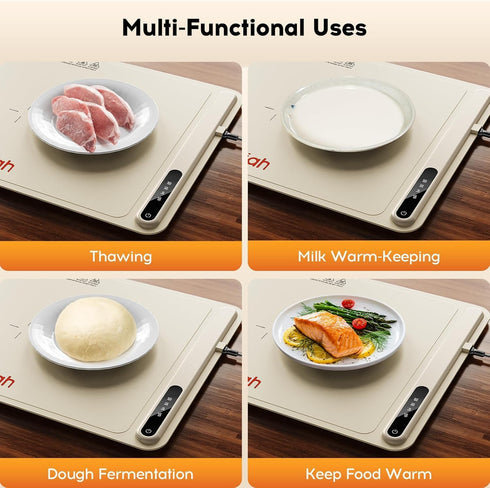 3 Settings Warming Mat for Food, Voriah Electric Warming Tray with Temp & Auto Shut-Off, Food Warmer with Thick