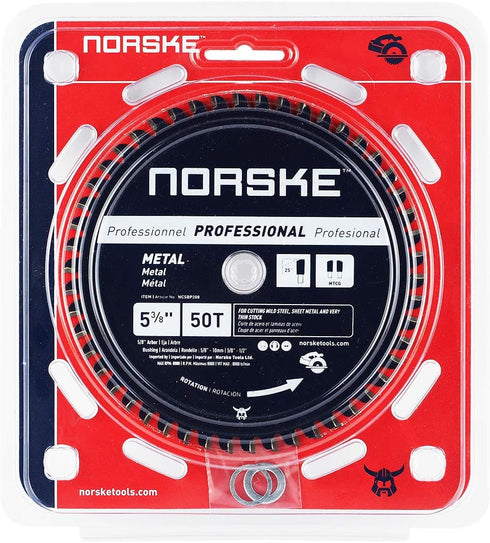 Norske Tools NCSBP208 5-3/8 inch 50T Metal Cutting Saw Blade for Steel Roofing, 2 Bushings Included