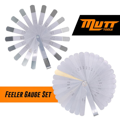 AMERICAN MUTT TOOLS 2pc Straight and Angled Feeler Gauge Set, Inch and Metric Gauges for Automotive Measurement