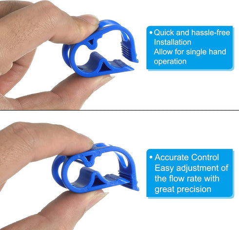 PATIKIL 5Pcs Plastic Tube Tubing Clamps, Adjustable 1/4" - 1/2" Tube OD Hose Clamp Clip for Laboratory Pinch Valve, Blue