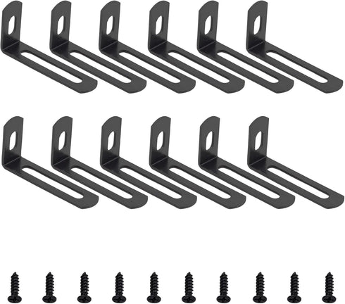 ZCLGOOD 12Pcs 2.9"x1"x0.6" Adjustable Black L Bracket, Heavy Duty 90 Degree Metal Corner