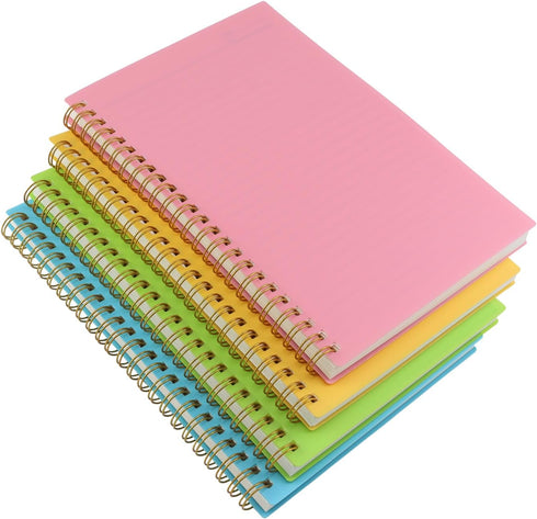Spiral Notebook Journal, 5.5" x 8.5" Plastic Hardcover College Ruled Notebook with 4 Colors, 80 Sheets / 160 Pages for