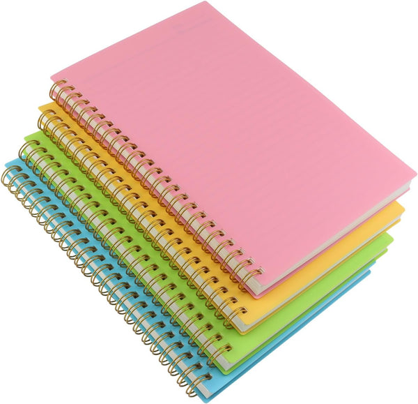 Spiral Notebook Journal, 5.5" x 8.5" Plastic Hardcover College Ruled Notebook with 4 Colors, 80 Sheets / 160 Pages for