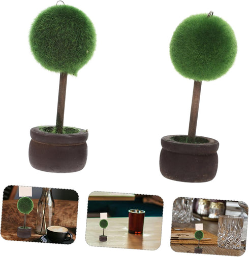 2pcs Elegant Mini Potted Plants - Greenery Table Photo Holders