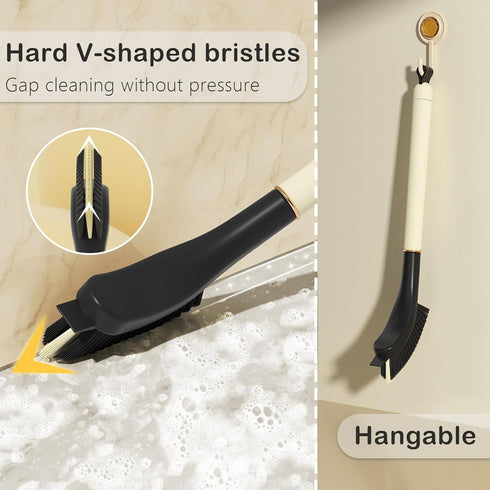 Hard Bristle Crevice Gap Brush, Long Handle Cleaning Tool for Bathroom and Kitchen, Multifunctional Gap Cleaner