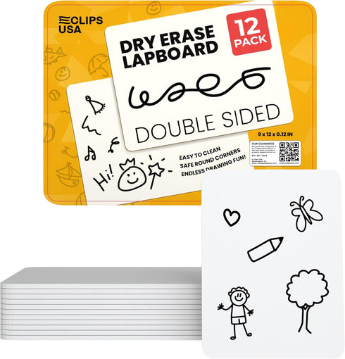Dry Erase Board, Small White Boards, 9” x 12” Double Sided (12 Pack)