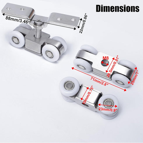 2pcs 4-Wheel Stainless Steel Hanging Wheel for Sliding Doors in Halls and Kitchen Cabinets