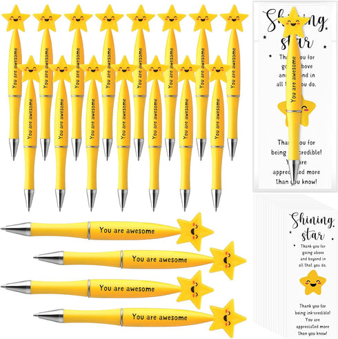 Qilery 50 Employee Appreciation Gifts Bulk Inspirational Star Ballpoint Pens with Motivational