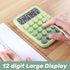 Mechanical Switch Calculator with Big Buttons, 12 Digits, Large LCD Display, Cute Pink Desktop Calculator for Office,