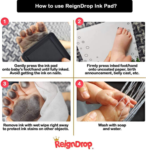 ReignDrop Ink Pad for Baby Footprint & Handprint, Impressive Keepsake Stamp for Infant & Kids, Smudge Proof, Acid Free