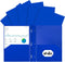 ViVin Blue Sturdy Plastic Folder, 10 Pack, 2 Pocket Folder with Prongs, Holds 8.5 * 11 Letter Size Sheets for Office