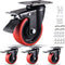 Casters Set of 4 Heavy Duty 4 Inch Caster Wheels with Brake, 2200Lbs Capacity, Silent Swivel Rubber Wheel