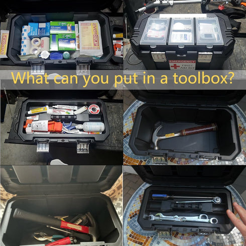 13 inch Toolbox, Size:12.9"Lx6.1"Wx5.9"H) Anyyion Small Tool Box with Removable Tray, Truly Strong and Durable