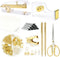 UPIHO Gold Desk Accessories Set - Stapler, Tape Dispenser, Scissors, and Sticky Notes for Office Clerks