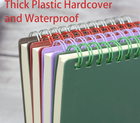 Yansanido Top Bound Spiral Notebook, 4 Pcs 4 Color A6 Size, 80 Sheets (160 Pages) Thick Plastic Journal