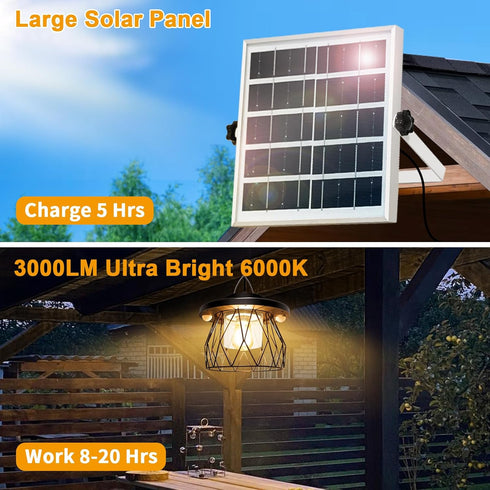 16.5ft Dimmable AEQ Solar Shed Light Outdoor Work Day/Night, Gazebo Lights Solar Hanging Lights for Porch Barn Chicken