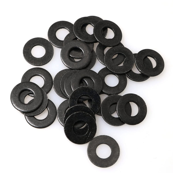 40Pcs M5 Flat Washer Metal Gasket for Bolts and Screws, 304 Stainless Steel Black Zinc Hardware Fitting Accessories