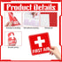 Josojoou 6PCS 6.06x6.06in Commercial Self-Adhesive First Aid Sticker, Waterproof First Aid Sign Medical Stickers, Red
