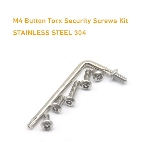 binifiMux 50pcs T20 M4 Torx Bolts Button Pin Head Security Screws Assortment Kit with Wrench, Stainless Steel,