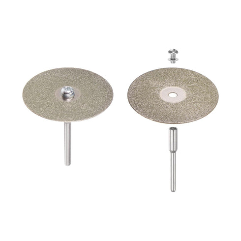 10pcs Diamond Cutting Wheel 35mm Full Sand Diamond Wheels Cut Off Discs with 2pcs 3mm Mandrel for Rotary Tools