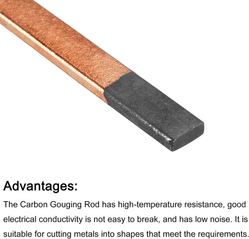 PATIKIL Flat Gouging Carbon Electrode Rod, Copper Coated 355x12x5mm for Welding, Pack of 5