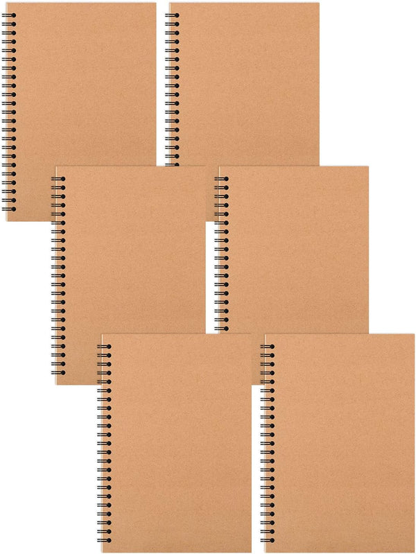 YOTNUS 6 Pcs A5 Spiral Notebooks, 5x8 Inches, Ruled Lined Paper for Work and Study (Brown)