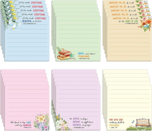 Bible Sticky Notes 30 Pack - 600 Sheets Inspirational Notepads for Message Reminders, Gifts, and Studying