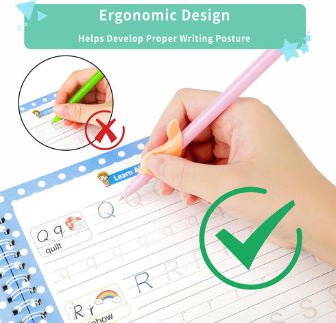 PracticeJQDEN 3-8 3D 5-Book Set Large Reusable Grooved Handwriting Practice Workbooks for Kids Ages Magic Disappearing