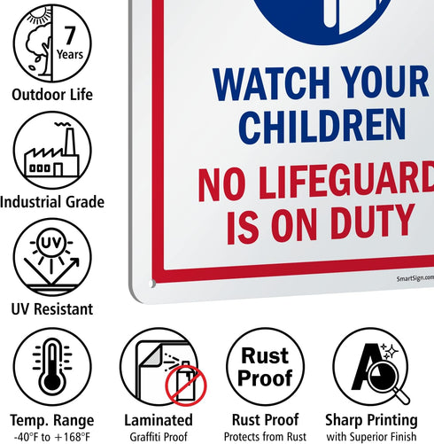 SmartSign 14 x 10 inch “Attention - Watch Your Children” Metal Sign, Rustproof Aluminum, Made in USA