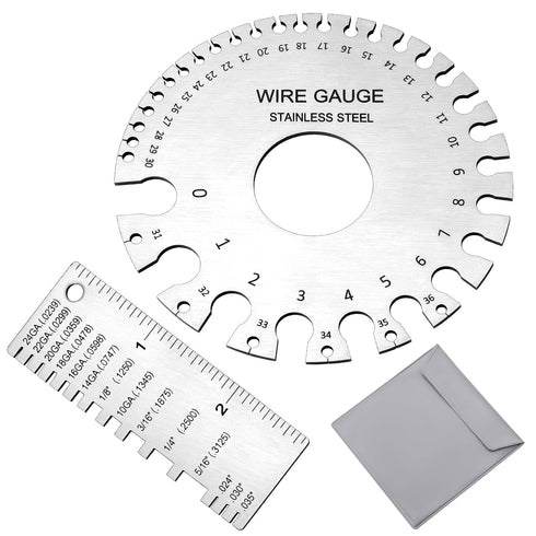 2 Pcs Stainless Steel Thickness Gauges, Wire Gauge Measuring Tool for Metal Sheets and Wire Thickness