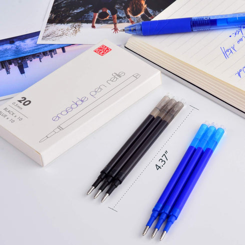 ParKoo Gel Ink Refills, Pack of 20, Compatible with FriXion and Friction Erasable Gel Pens, Extra Fine Point 0.5 mm,