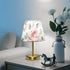 Dimmable ALAZA Table Lamp for Bedroom Nightstand Pink Peonies Rose Flower Bedside Lamp with USB Port Fabric Shade Desk