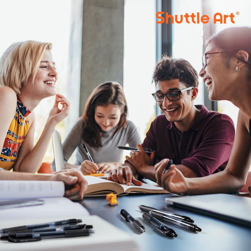 Shuttle Art Black Gel Pens, 100 Pack Retractable Medium Point Rollerball Gel Ink Pens for Office School