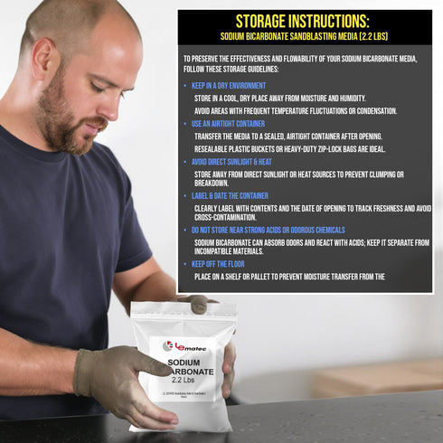 2.2lb LEMATEC Professional Grade Soda Blasting Media - Premium Technical Sodium Bicarbonate for Powerful Surface
